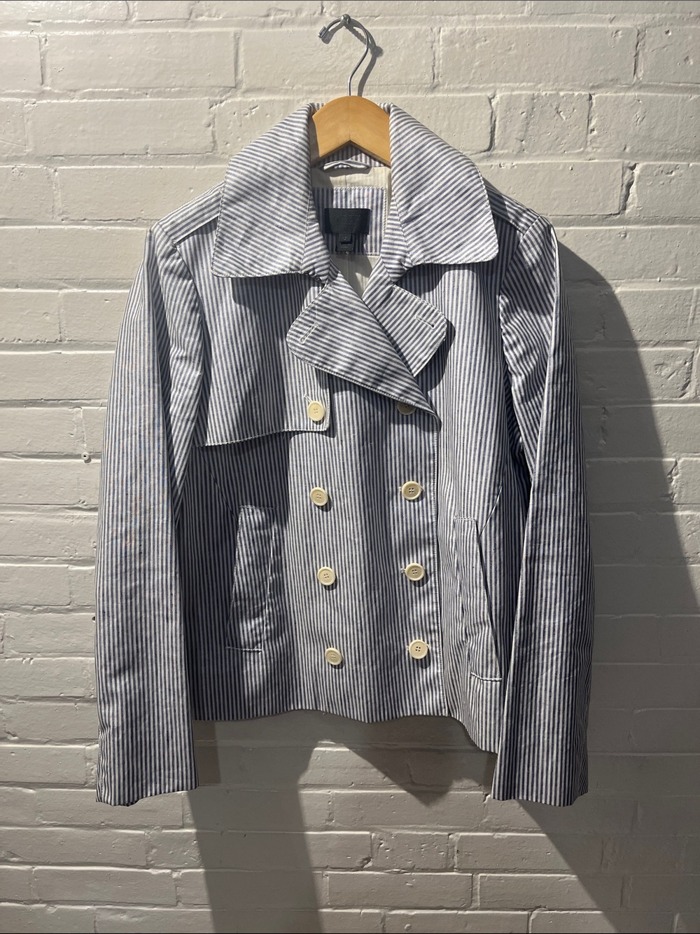 J. Crew Striped Coated Linen Jacket